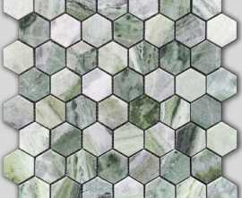 Мозаика Caramelle Mosaic Pietrine Hexagonal Onice Verde oliva POL hex 23x40x7
