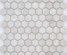 Мозаика Caramelle Mosaic Pietrine Hexagonal Travertino silver MAT hex 18x30x6 (ПУ)