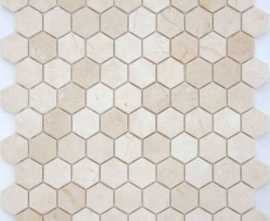 Мозаика Caramelle Mosaic Pietrine Hexagonal Crema Marfil MAT hex 18x30x6