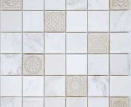 Мозаика Caramelle Mosaic Art Stone Art Dolomiti bianco MAT 48x48x8
